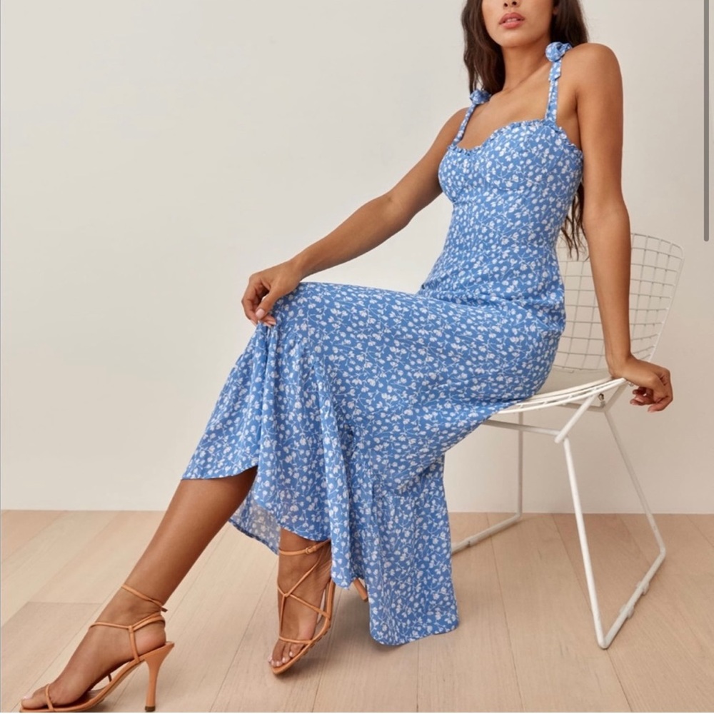 Reformation Nikita Dress Blue Marie Floral Print